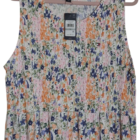 Tommy Hilfinger 1X Smocked Sleeveless Floral Maxi Dress Cottagecore, Casual Chic - Picture 5 of 6